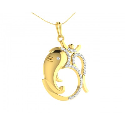 Om Ganesh in Gold & diamonds Pendant